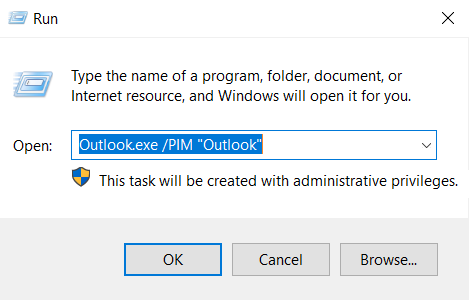 Outlook run command